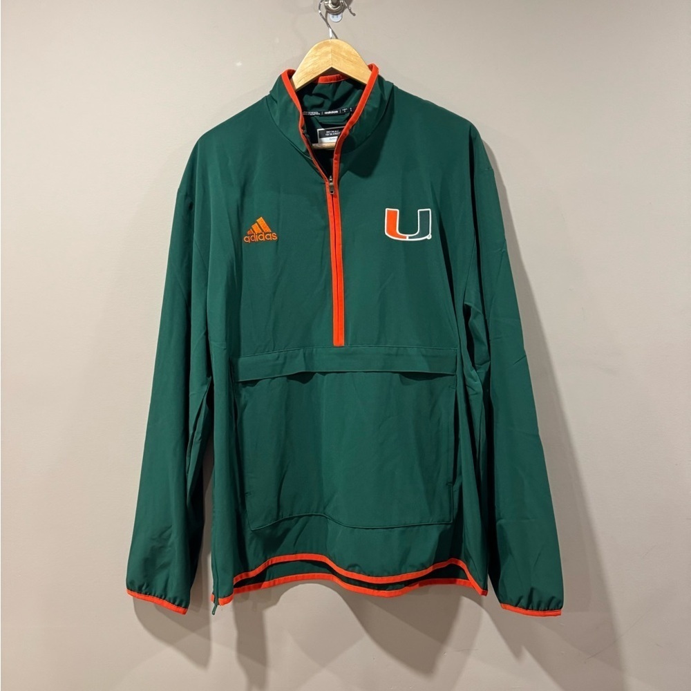 Men's Green Miami Hurricanes Coaches Sideline Half-Zip Jacket